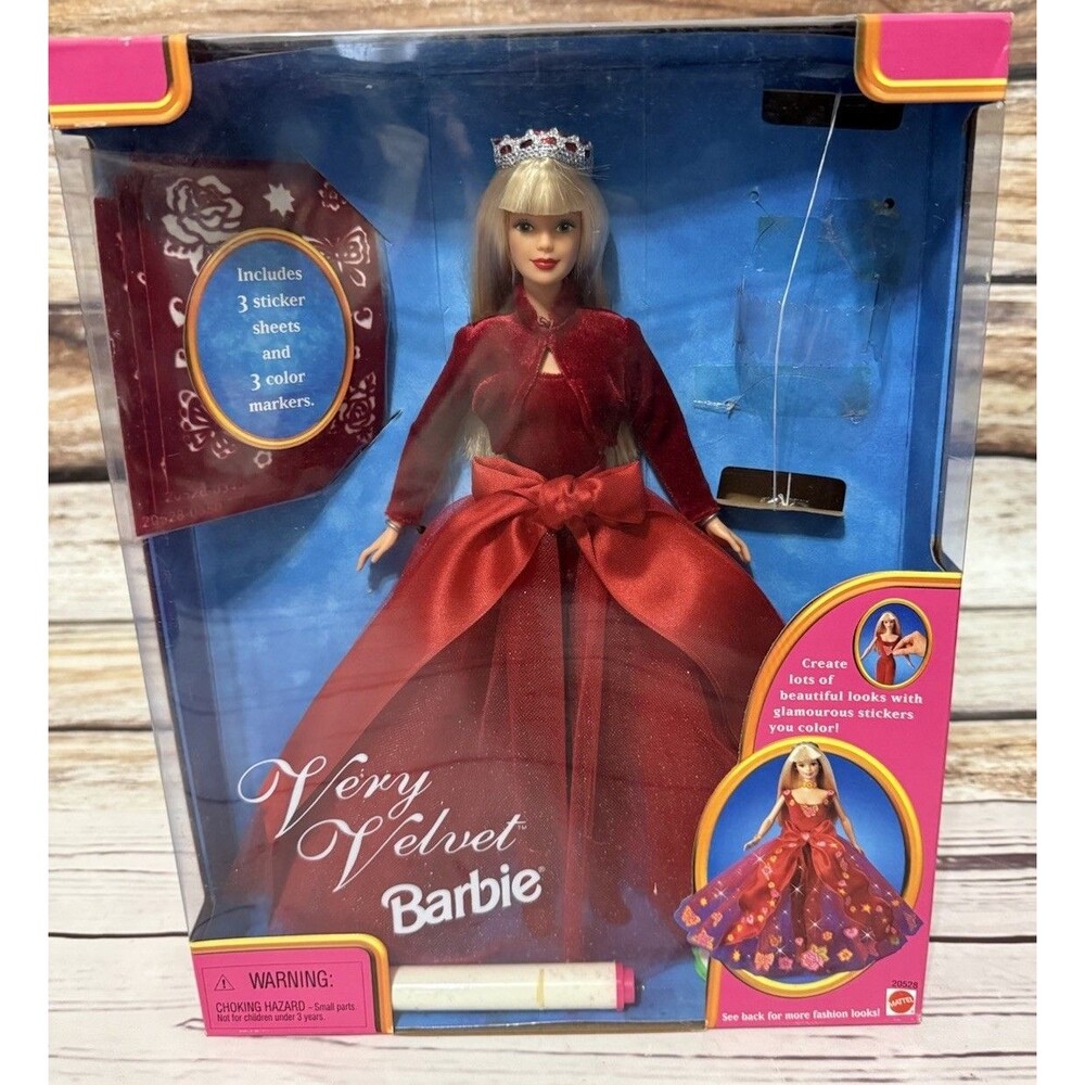 1998 Mattel Barbie Very Velvet Red Dress NRFB New Doll